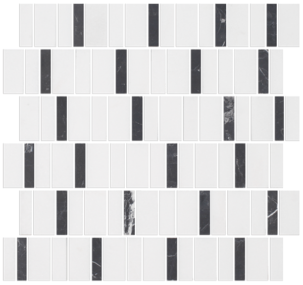 Picture of Tesoro - Metro Blend Thassos Irregular Stacked Thassos Nero