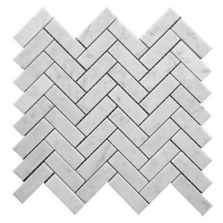 Picture of Stone Collection - Bianco Carrara Mosaic Herringbone Bianco Carrara Honed