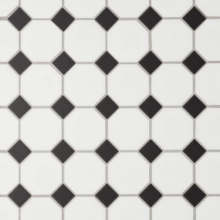 Picture of Bedrosians - Le Cafe Mosaic Octagon White Black Matte