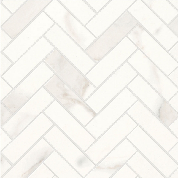 Picture of Bedrosians - Magnifica Calacatta Super White Herringbone Calacatta Super White Honed