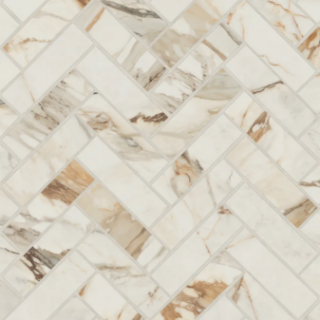 Picture of Bedrosians - Magnifica Era Luxury Herringbone Mosaic Calacatta Borghini