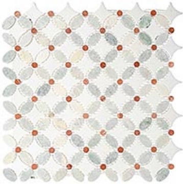 Picture of Glazzio - Flower Ming Green Red Thassos White