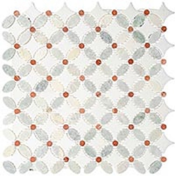 Picture of Glazzio - Flower Ming Green Red Thassos White