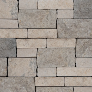 Picture of Bedrosians - Tumbled Ledger Limestone and Marble Beige Grey Limestone