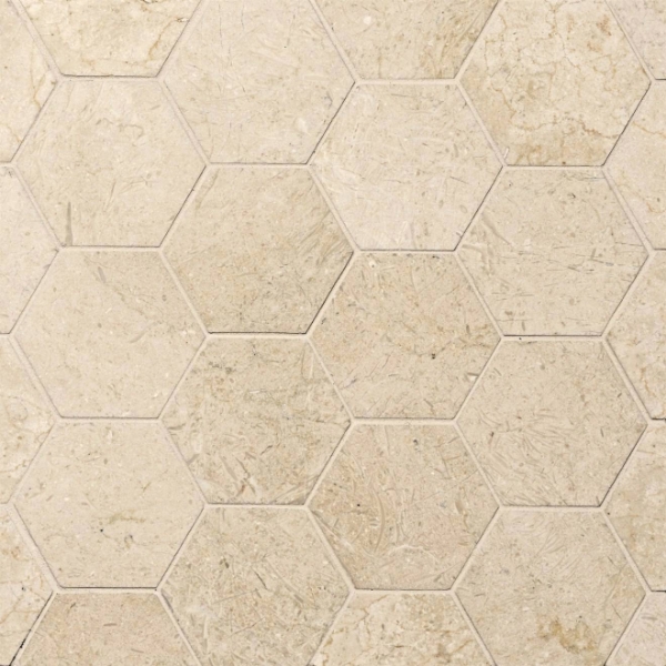 Picture of Bedrosians - Marble Stone Hexagon Mosaic Crema Marfil Honed