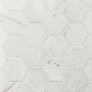 Picture of Bedrosians - Marble Stone Hexagon Mosaic Glorious White Brushed