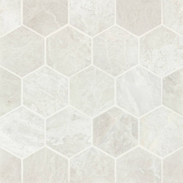 Picture of Bedrosians - Marble Stone Hexagon Mosaic Iceberg White Brushed