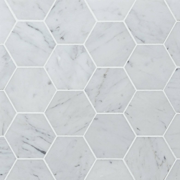 Picture of Bedrosians - Marble Stone Hexagon Mosaic White Carrara Honed