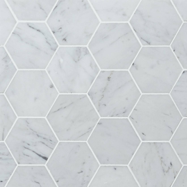 Picture of Bedrosians - Marble Stone Hexagon Mosaic White Carrara Honed
