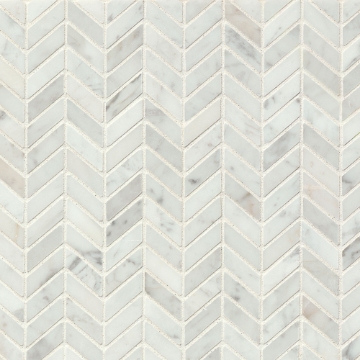 Picture of Bedrosians - Marble Stone Chevron Mosaic White Carrara Honed