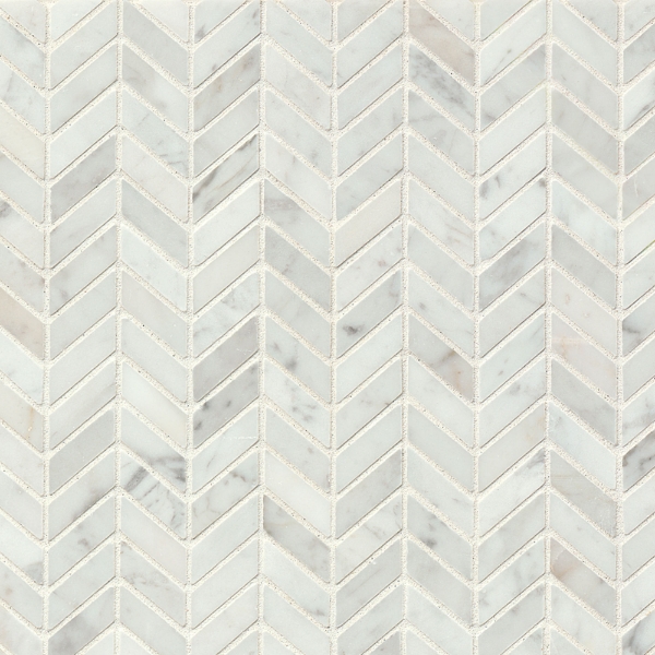 Picture of Bedrosians - Marble Stone Chevron Mosaic White Carrara Honed