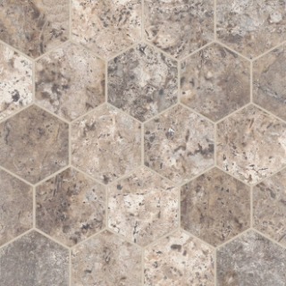Picture of Bedrosians - Travertine Hexagon Mosaic Silver Cream